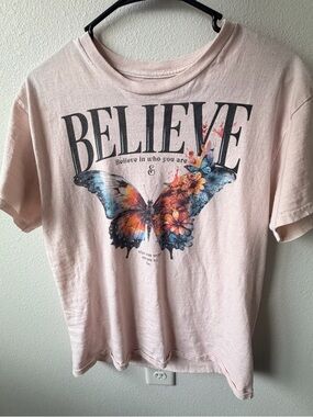 Believe Butterfly Graphic Tee Women’s Top